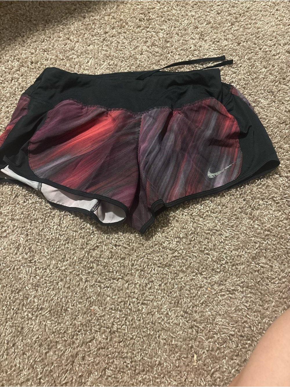 Nike Women's Black Shorts with Red Gradient Overlay